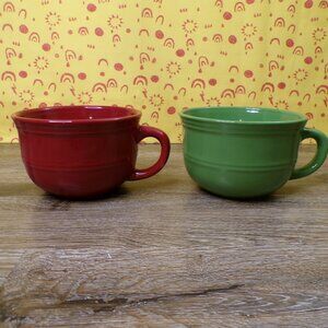 Mainstays Soup Bowls Set of 2 Stoneware - Red & Green - 3 Cup Capacity